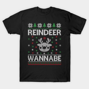 Ugly Christmas Sweater Reindeer Wannabe T-Shirt